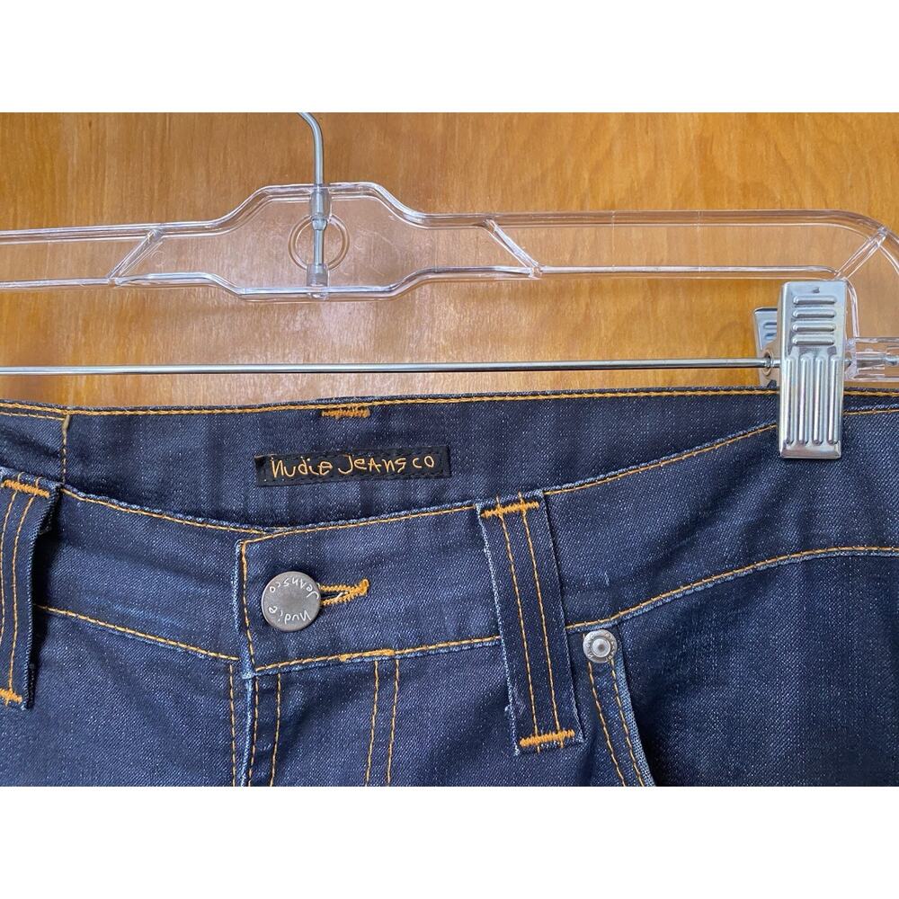 NUDIE JEANS SLIM JIM GLACIER INDIGO Dark Wash Coated PANTS STRAIGHT Size 33 Read - Picture 5 of 11
